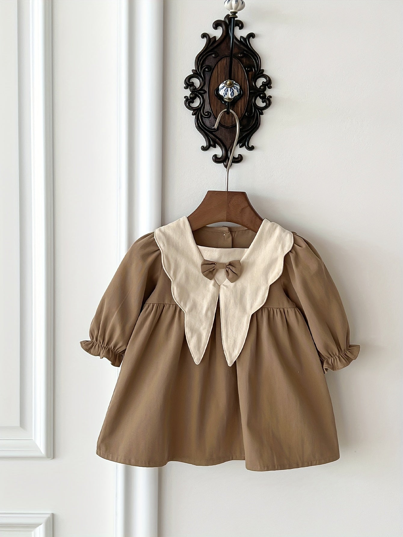 Infant Toddler Girls Vintage Princess Dress Woven Cotton Flared Knee Length