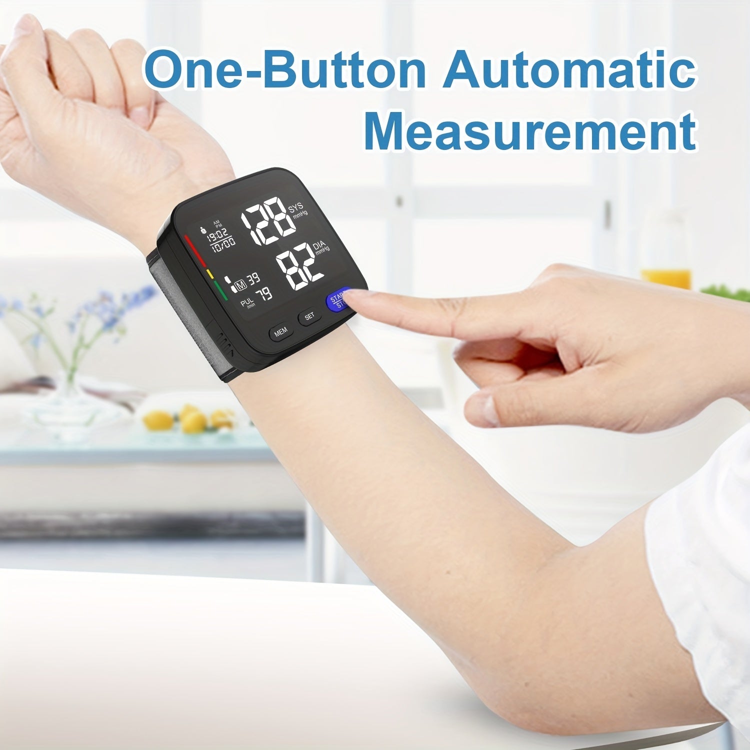 Monitor de presión arterial de muñeca inalámbrico portátil con memoria para dos usuarios