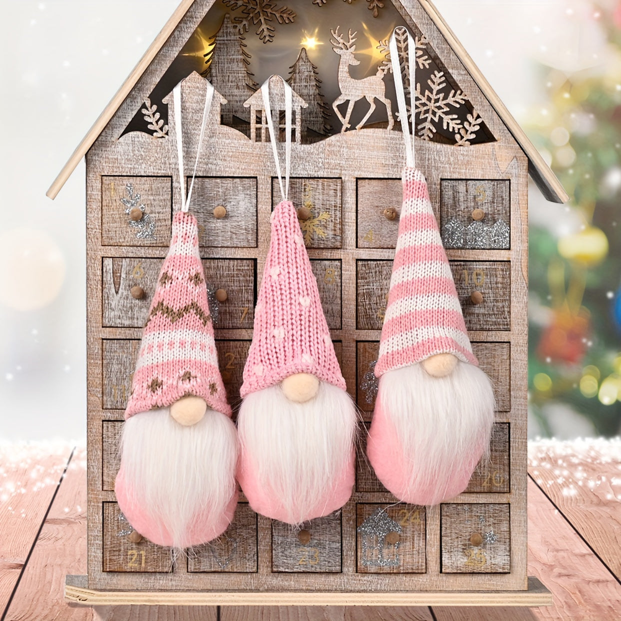 Set of 3 Christmas Gnome Ornaments for Holiday and Seasonal Decoration