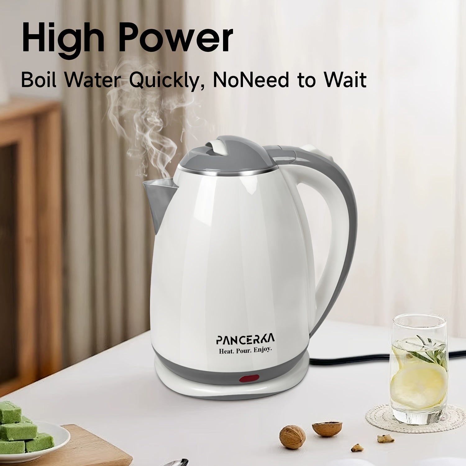 Electric Kettle 1.8L 1500W BPA-Free Rapid Boil Auto Shut-Off Tea Coffee Maker EU Plug