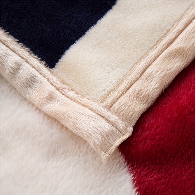 Manta de cama de franela con patrón a rayas para adultos y niños