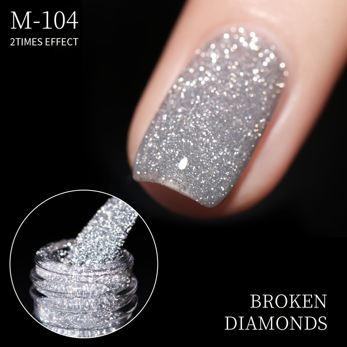 Sparkling Nail Art Glitter Gel with Disco Sparkle and Heart Pattern