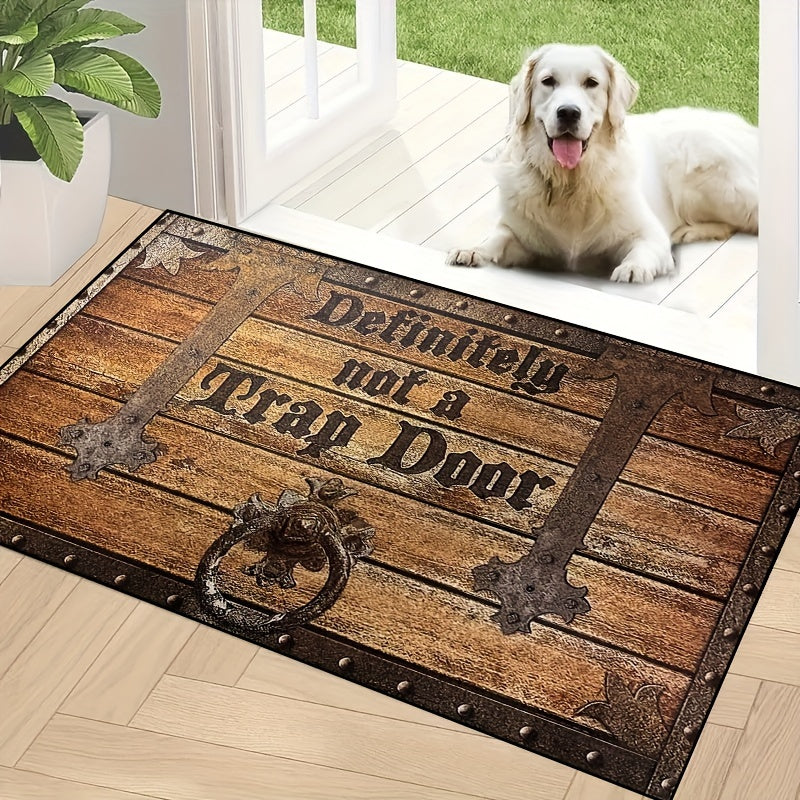 Rustic Wooden Doormat Non-Slip Indoor Outdoor Durable Polyester Funny Decor