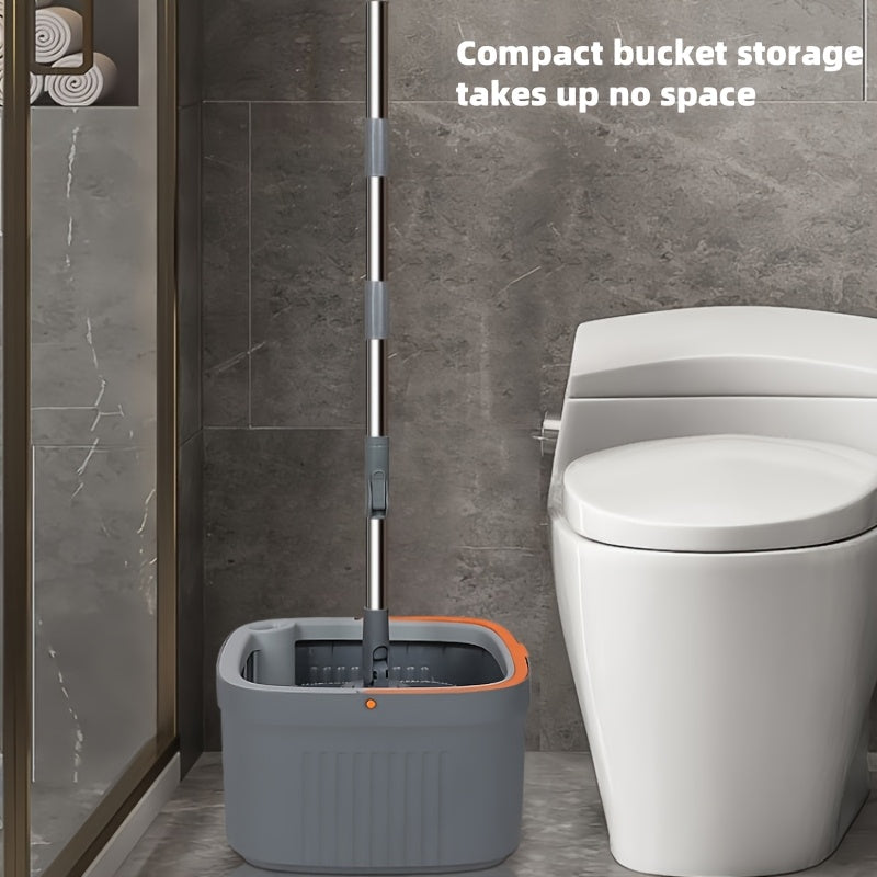 Hands-Free Mop and Bucket Kit with Reusable Pads for Hardwood and Tile Floors