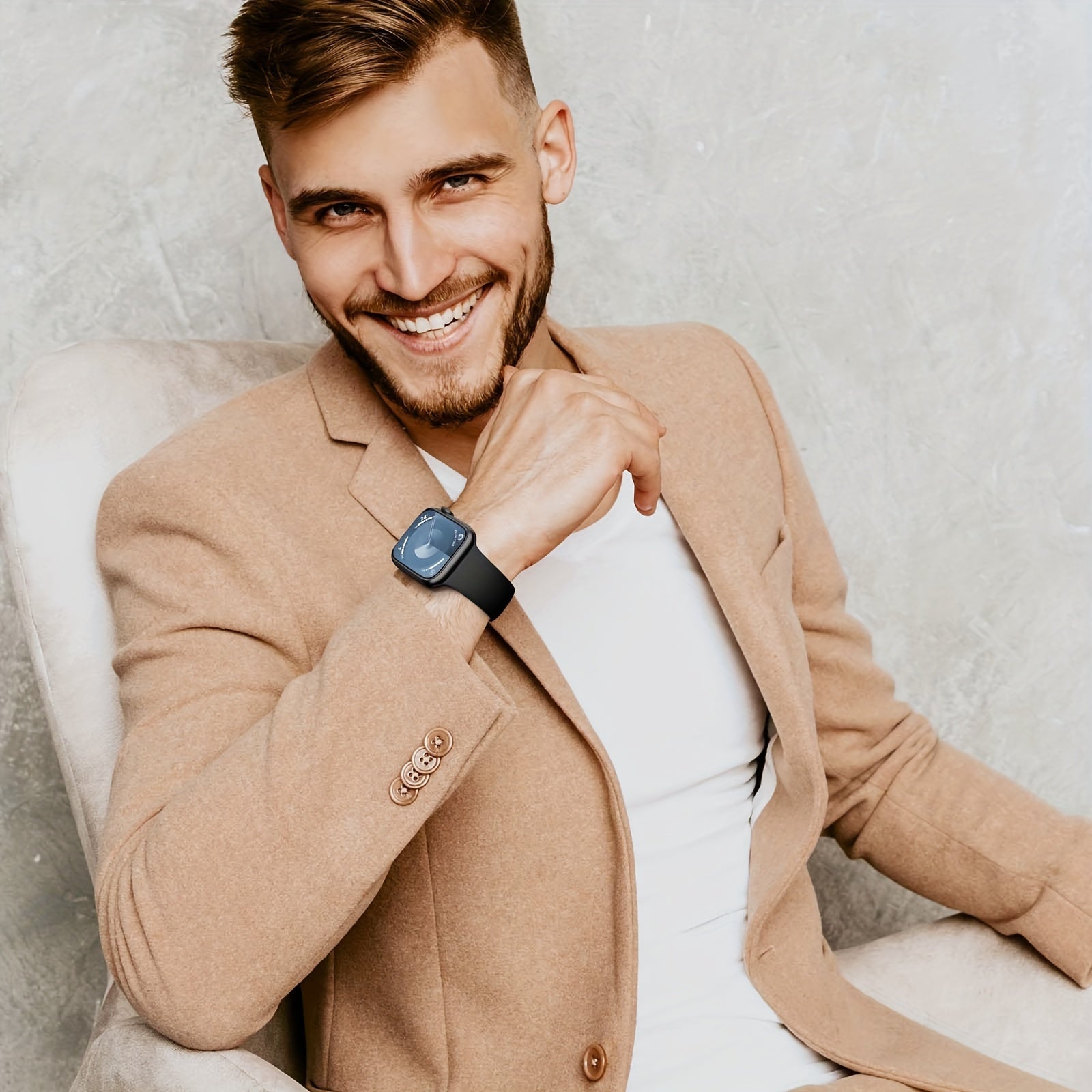 Silicone Waterproof Sport Band for Apple Watch 42mm 44mm 45mm 49mm Compatible with Series SE 1-9 Ultra