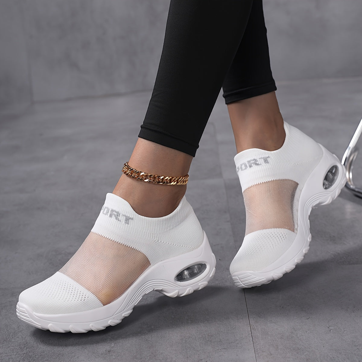 Women's Platform Slip-On Sandals with Cushioned Sole White Casual Shoes