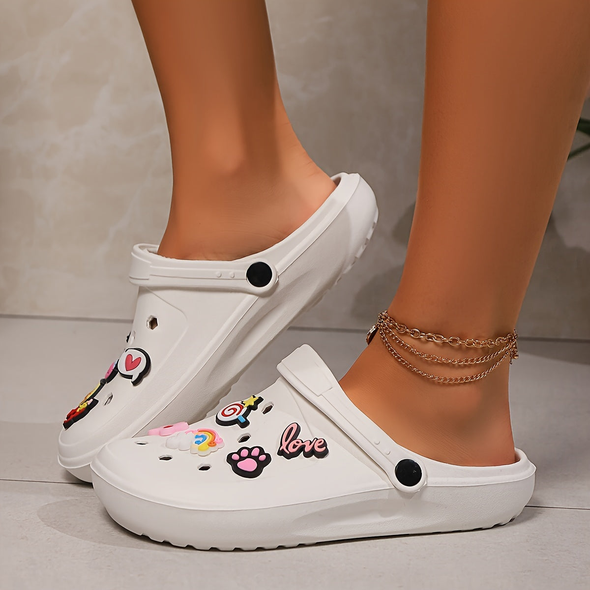 Women's Flat Sandals Breathable EVA Beach Shoes Cartoon Patterned