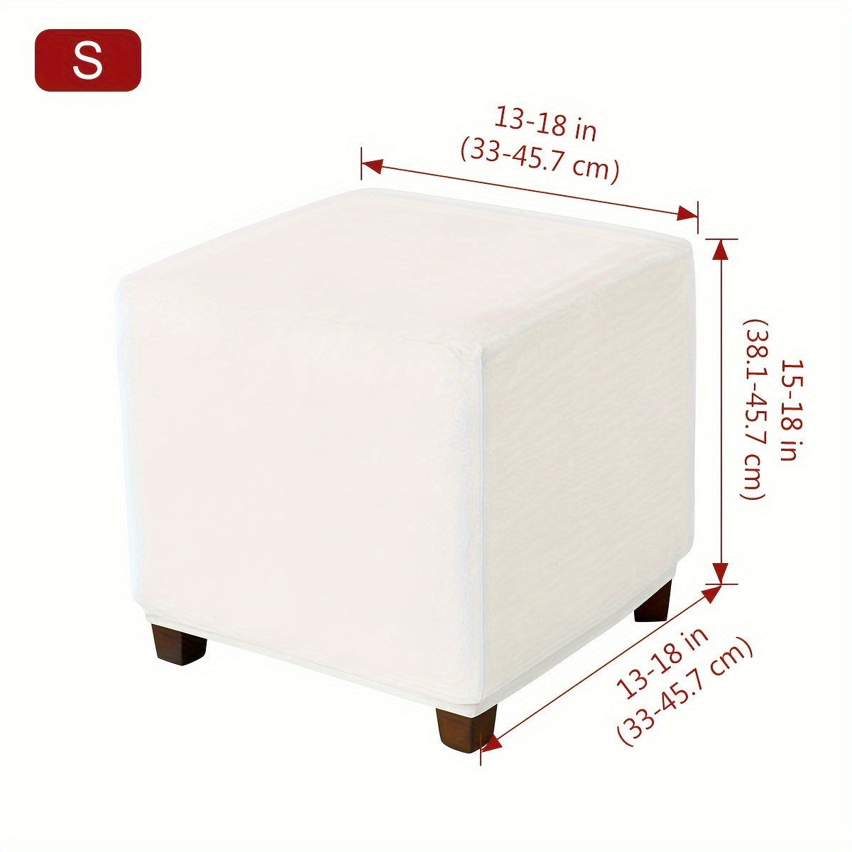 Funda de terciopelo plateada para reposapiés para taburete pequeño cuadrado