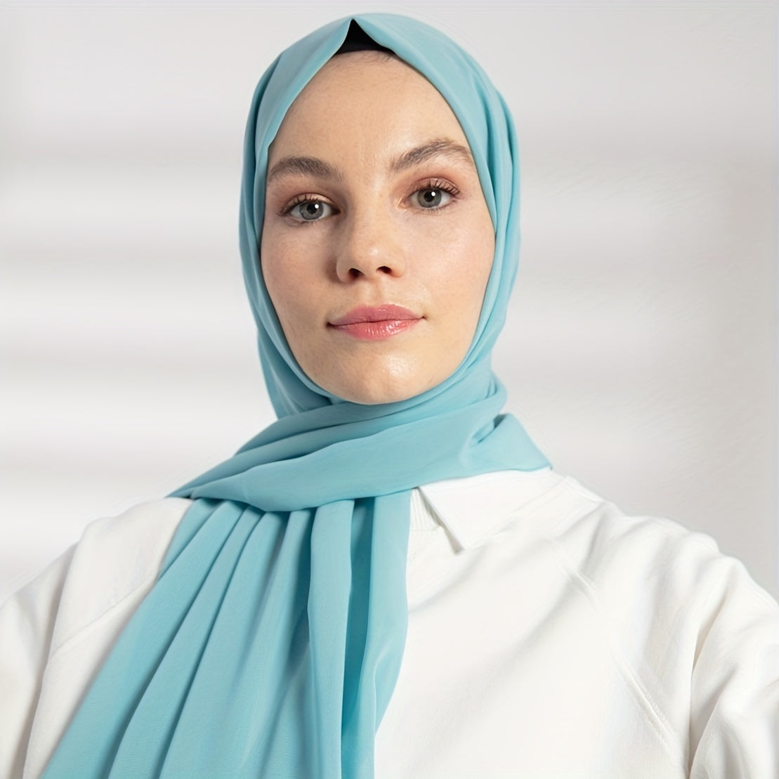 Ayollarning nafas oladigan chiffon hijabi, toza marjon bezaklari, Ramazon uchun qulay