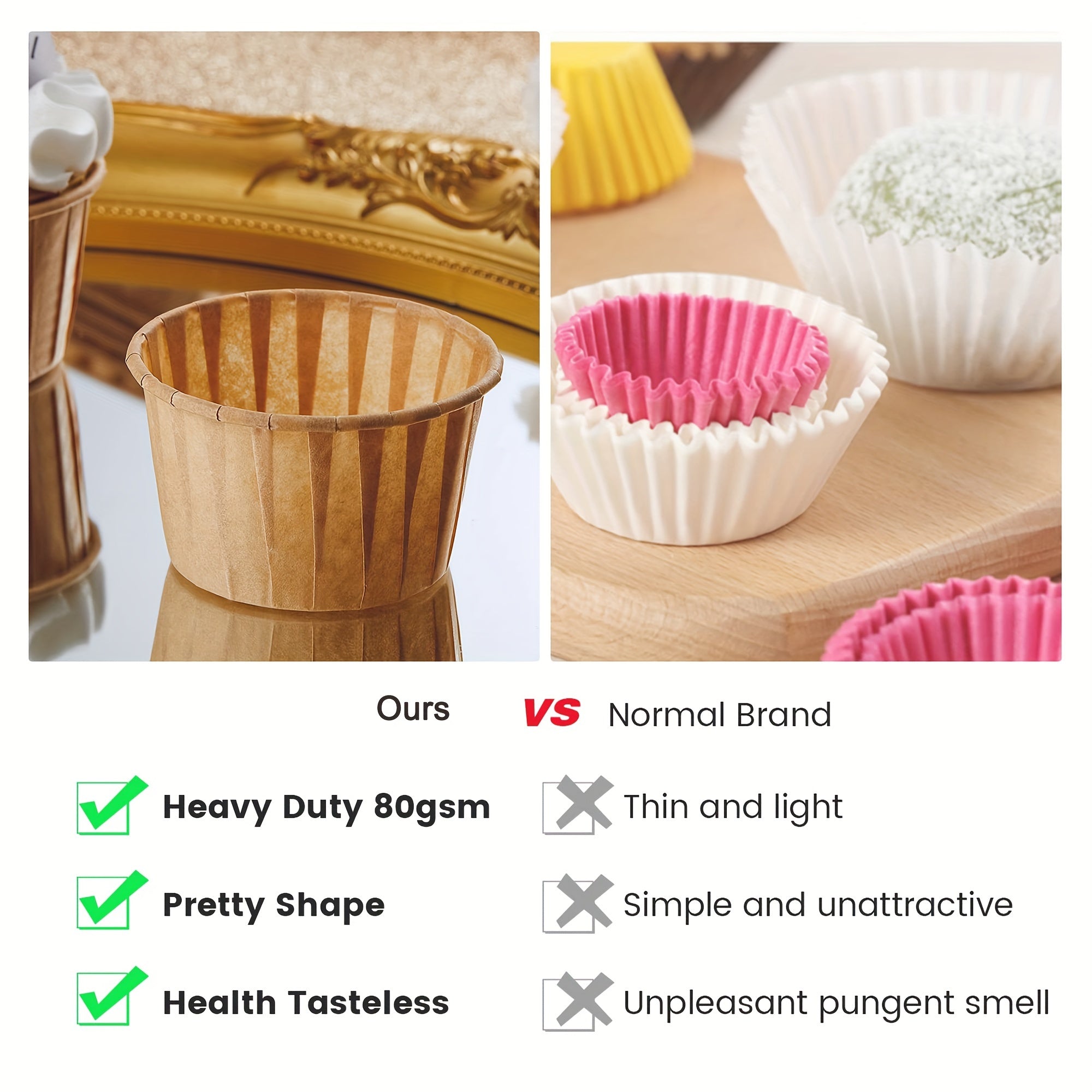 Pack of 50 Parchment Cupcake Liners 3.5oz Grease-Resistant Baking Cups for Muffins and Desserts