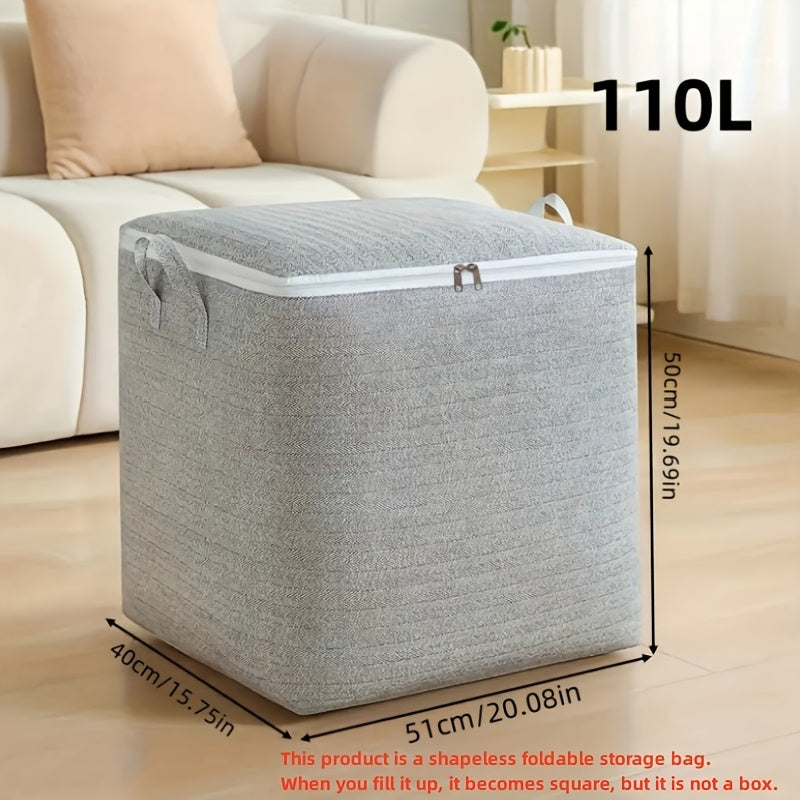 Organizador de almacenamiento con asas y contenedor con cremallera para mantas, ropa, dormitorio, residencia, viaje