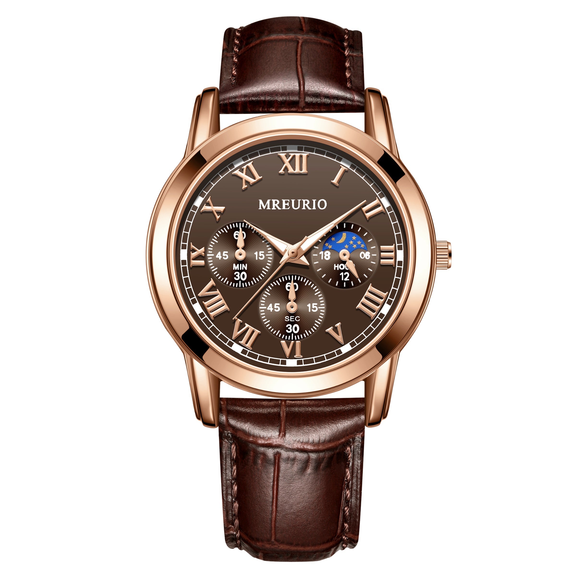 Men's Sports Watch with Leather Strap for Business and Outdoor Activities