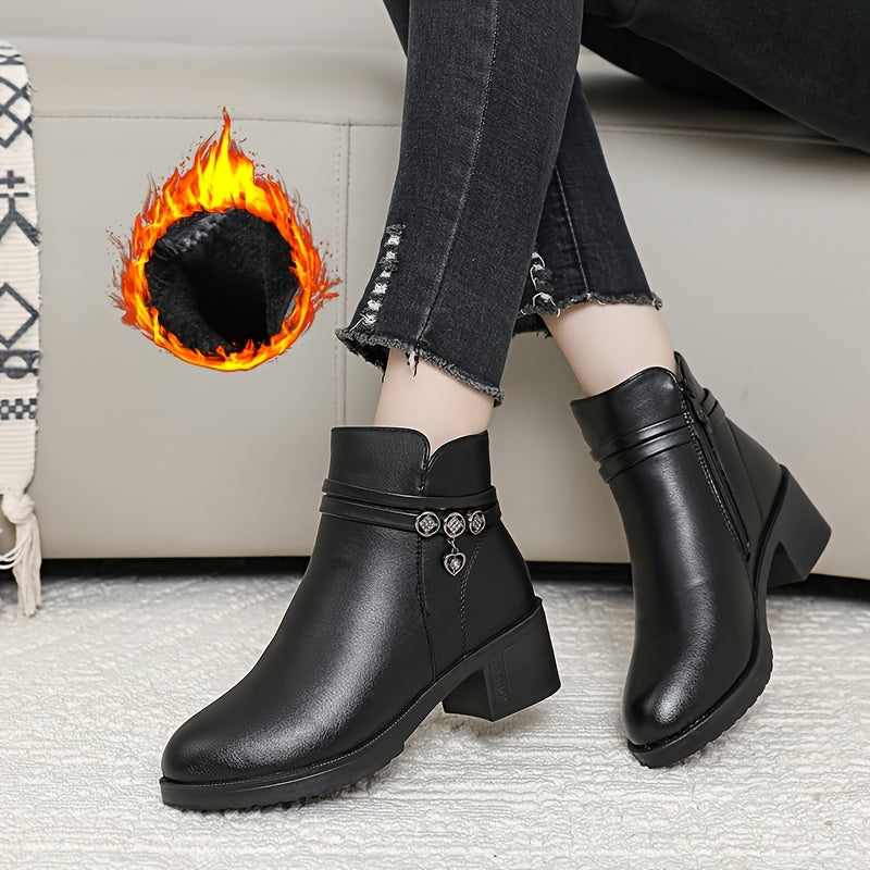 Женские ботинки из искусственной кожи на каблуке с платформой, боковой молнией, противоскользящей подошвой