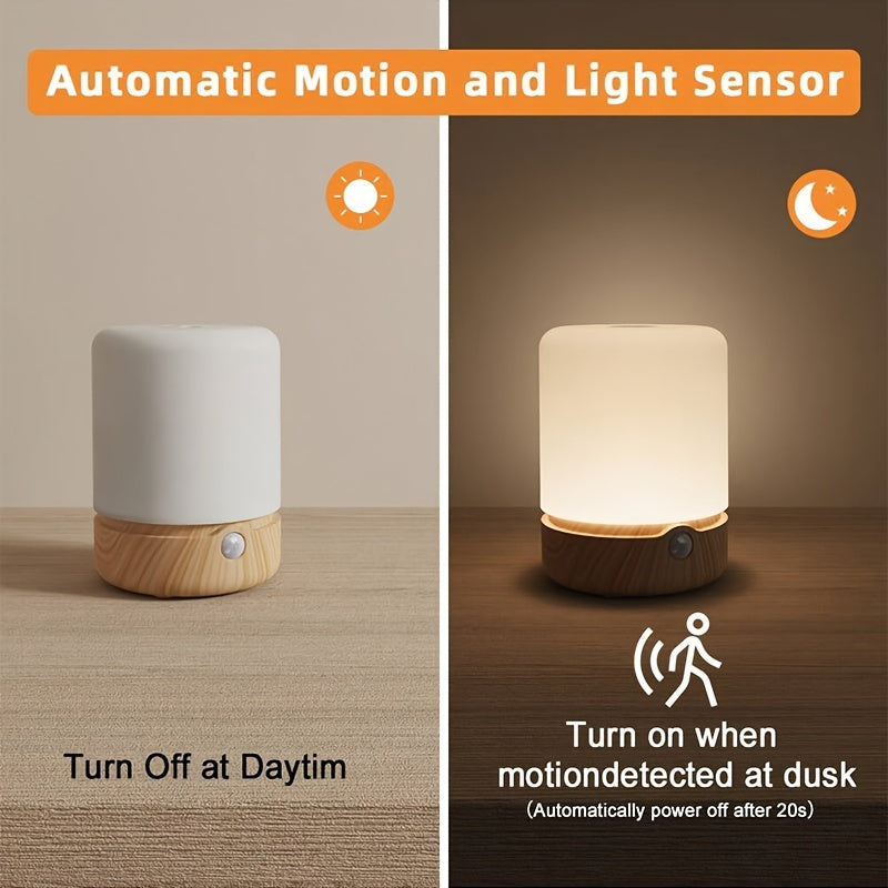 LED tungi chiroq, harakat sensori bilan, qayta zaryadlanadigan batareya, sozlanadigan yorqinlik va rang, USB zaryadlash, plastik lampochka - yotoqxona, o'qish xonasi, tungi stol uchun mukammal - aralash ranglar