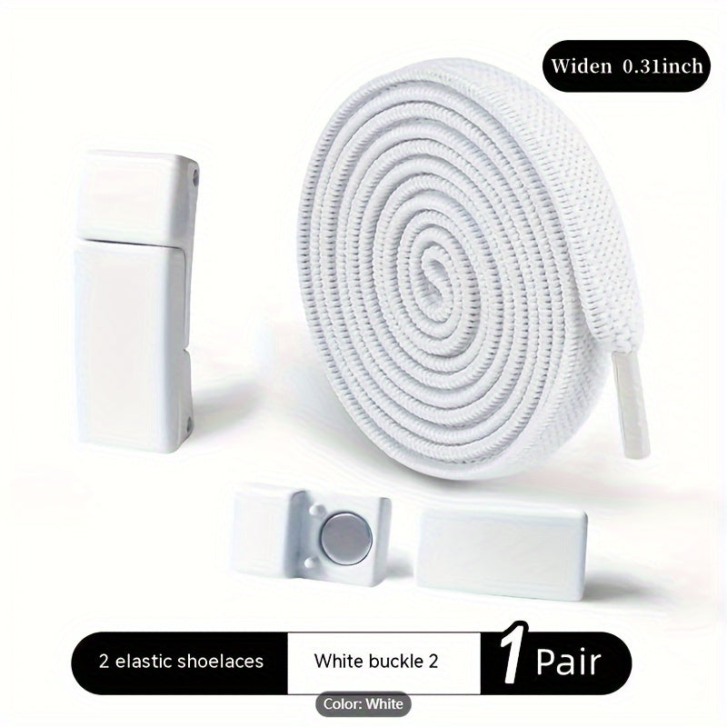 Unisex Elastic No-Tie Shoelaces with Magnetic Buckle Lightweight Polyester