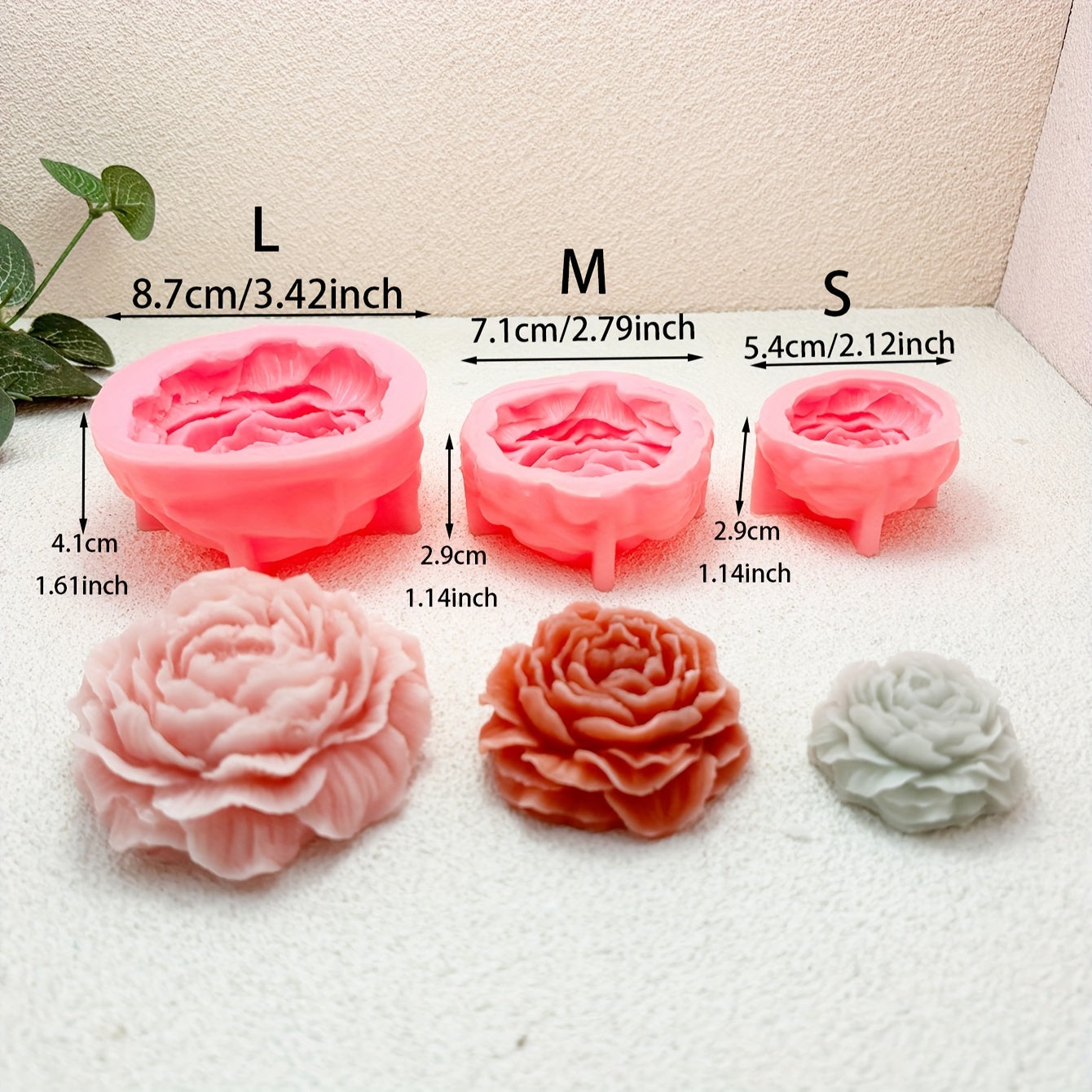 Silicone Mold for DIY Crafts Peony Flower Design Resin Candle Soap Clay 1pc