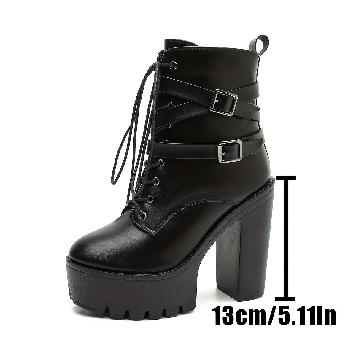 Ayollar uchun charm uslubidagi tizzaga chiqadigan botinkalar, burqoq va qalin poyabzal bilan