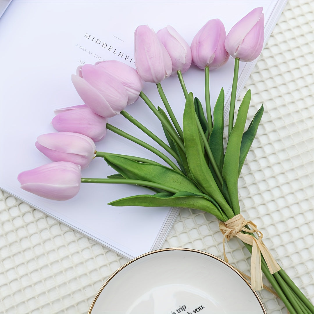 Sun'iy tulip gullari to'plami 9, 18 yoki 27 dona, uy ofisi bezatish, to'ylar, partiyalar, sovg'alar uchun