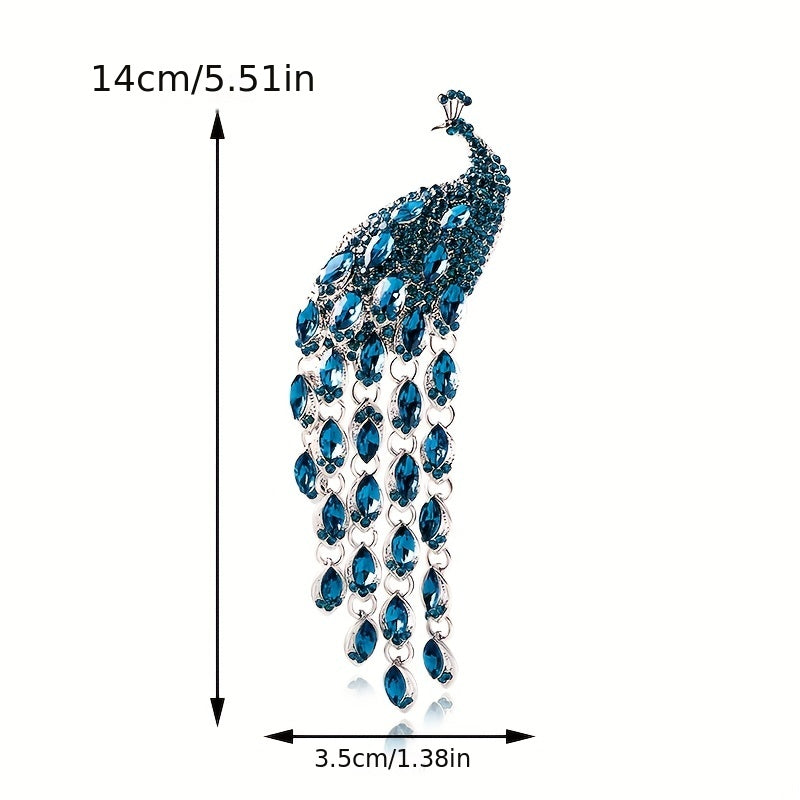 Vintage Peacock Pattern Brooch with Tassel Detail Clothing Accessory