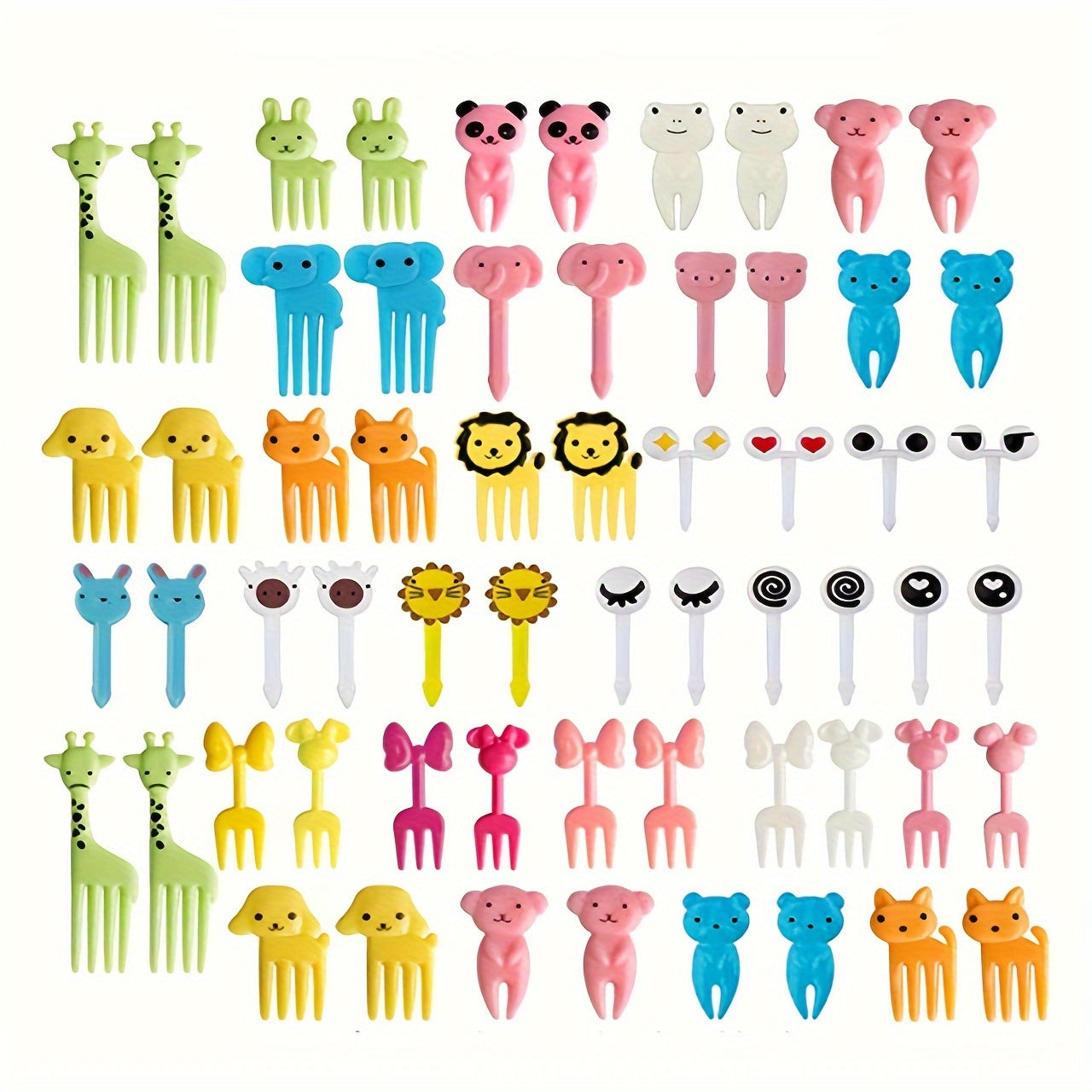 Kids' Cartoon Fruit Dessert Fork Set 60 Pieces for Lunch Boxes and Parties