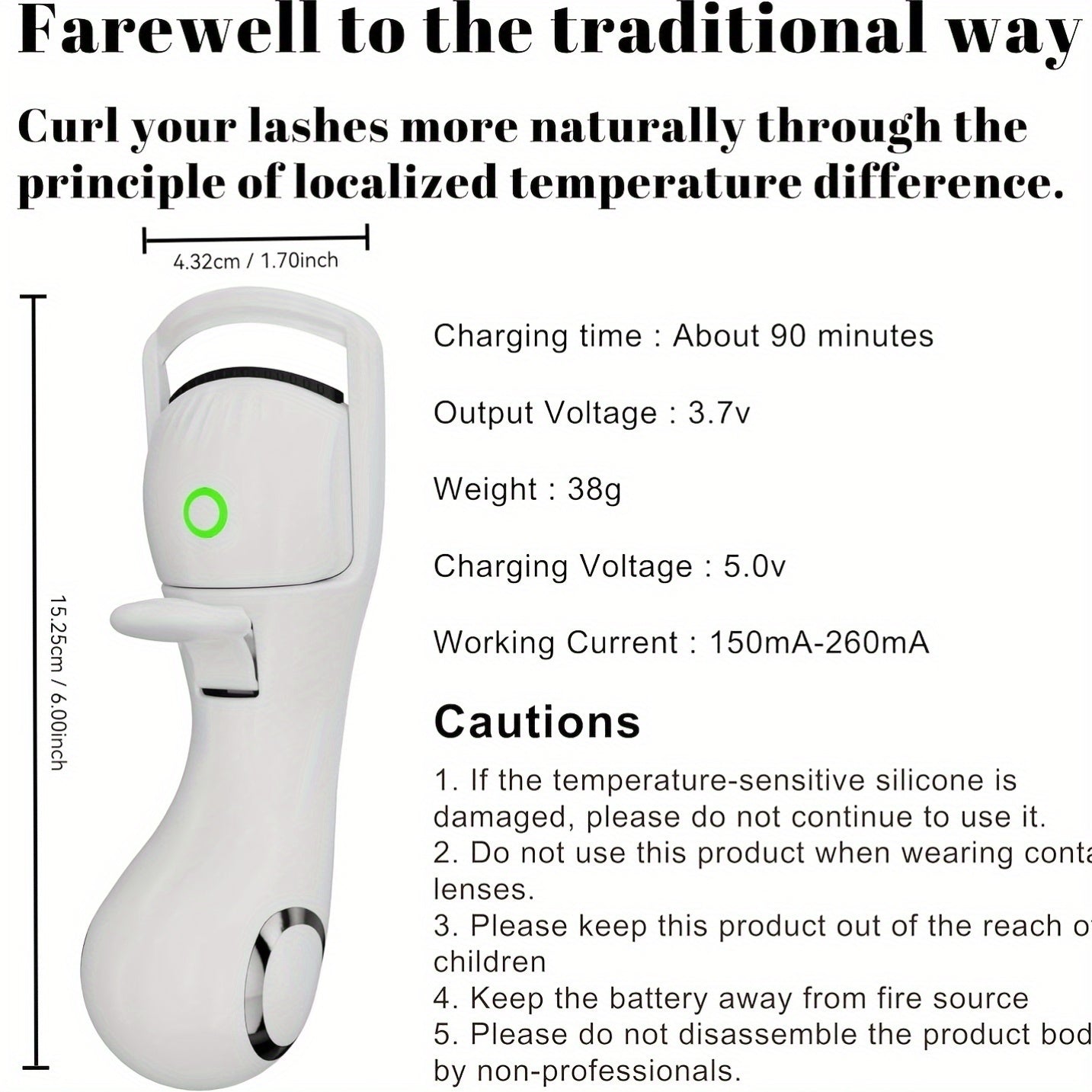 Rechargeable USB Electric Heated Eyelash Curler with 3-Level Temperature Control