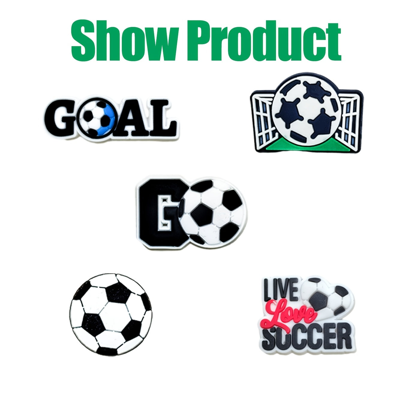 Kids PVC Soccer Charms Set 10pcs Football Themed Pins for DIY Accessories