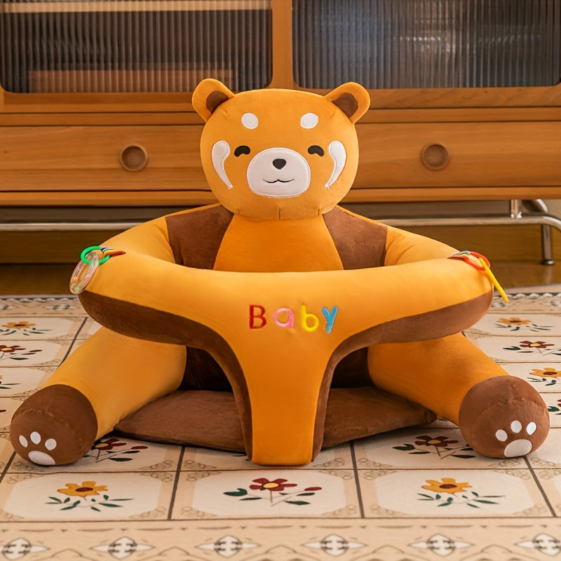Kichkina bolalar uchun polstinalik o'rindiq 0-3 yoshdagi bolalar uchun, plyush shox va ayiq bilan quvvatli orqa tayanch