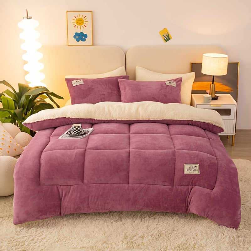 Edredón reversible estilo cabaña de terciopelo con leche y manta de sherpa