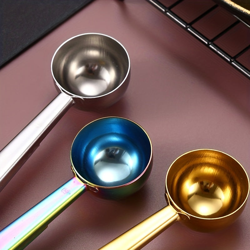 Stainless Steel Coffee Scoop with Bag Clip, Measuring Spoon, Sealing Clamp