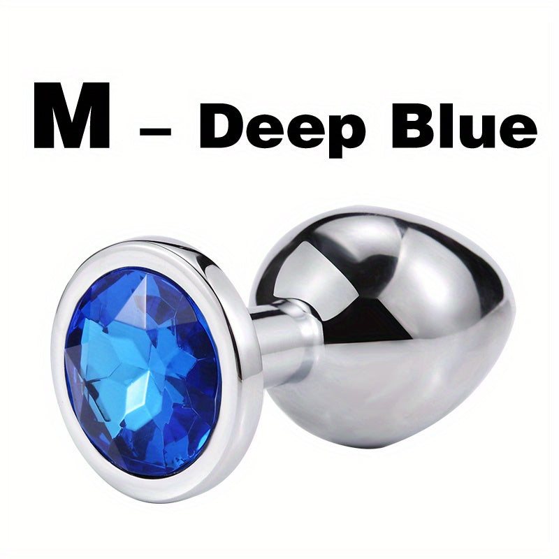 Adult Metal Anal Plug Butt Plug with Gem Base, Couples Sex Toy