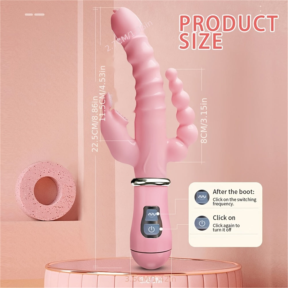 Vibrador de silicona 3 en 1 para mujer con 12 modos de vibración