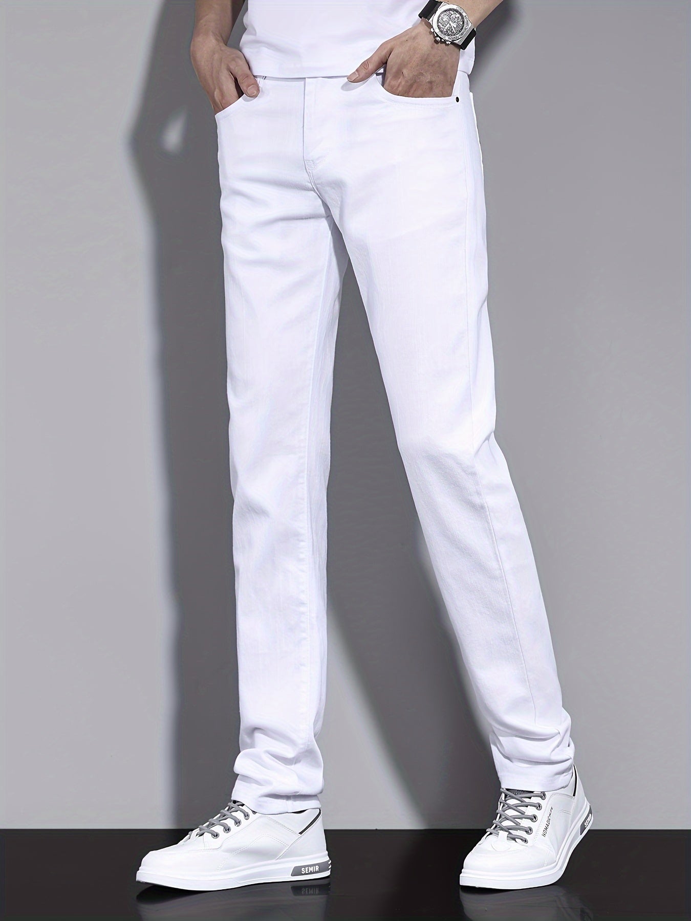 Men's Casual Denim Pants with Pockets for Outdoor Activities