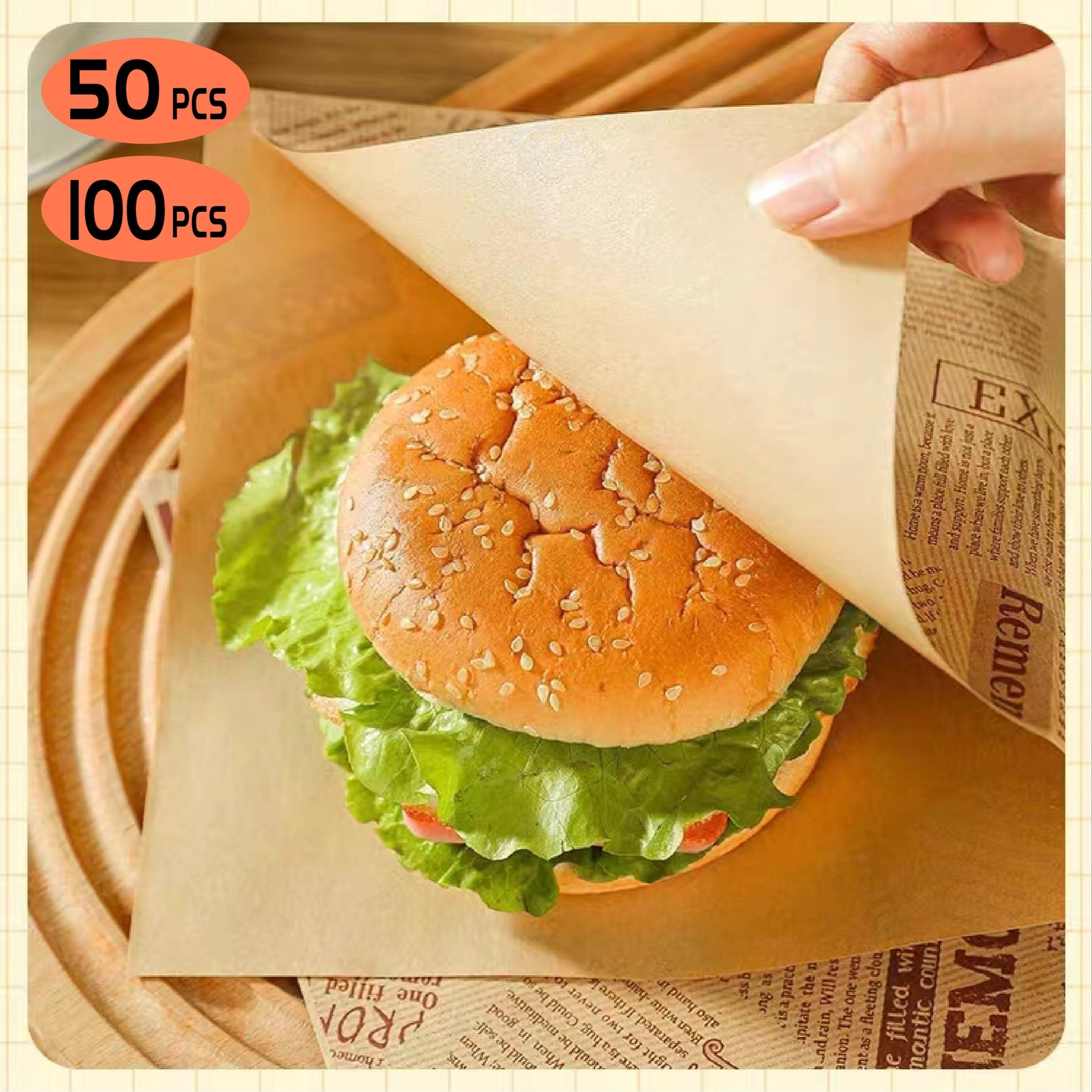 Oil Proof Waterproof Paper Bags 50/100pcs Corner Opening for Food Storage