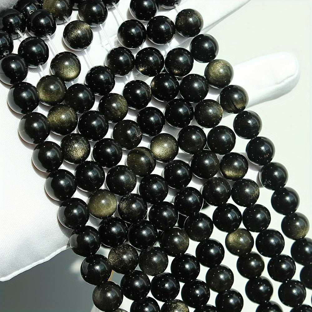 Golden Obsidian Beads Set 8mm Natural Stone Jewelry Making 46 Pieces