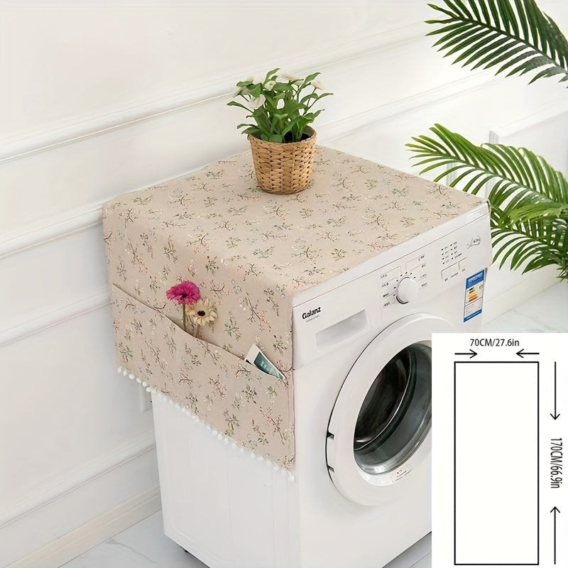 Gray Polyester Geometric Appliance Cover for Refrigerator and Washing Machine Dustproof
