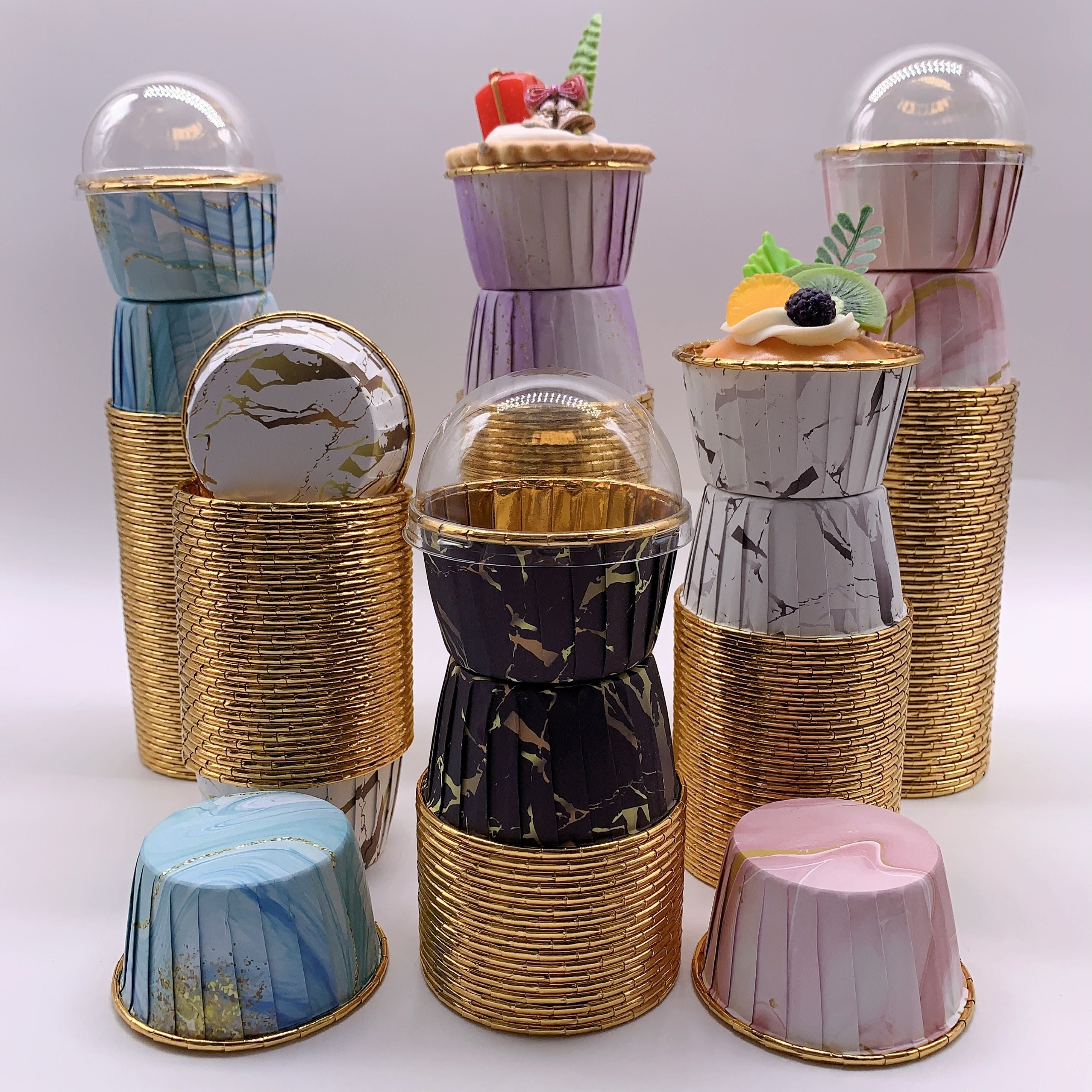 50 ta yaltiroq, bir foydalanish uchun mo'ljallangan kekchilik qobig'i, issiqlikka chidamli muffin pishirish asboblari