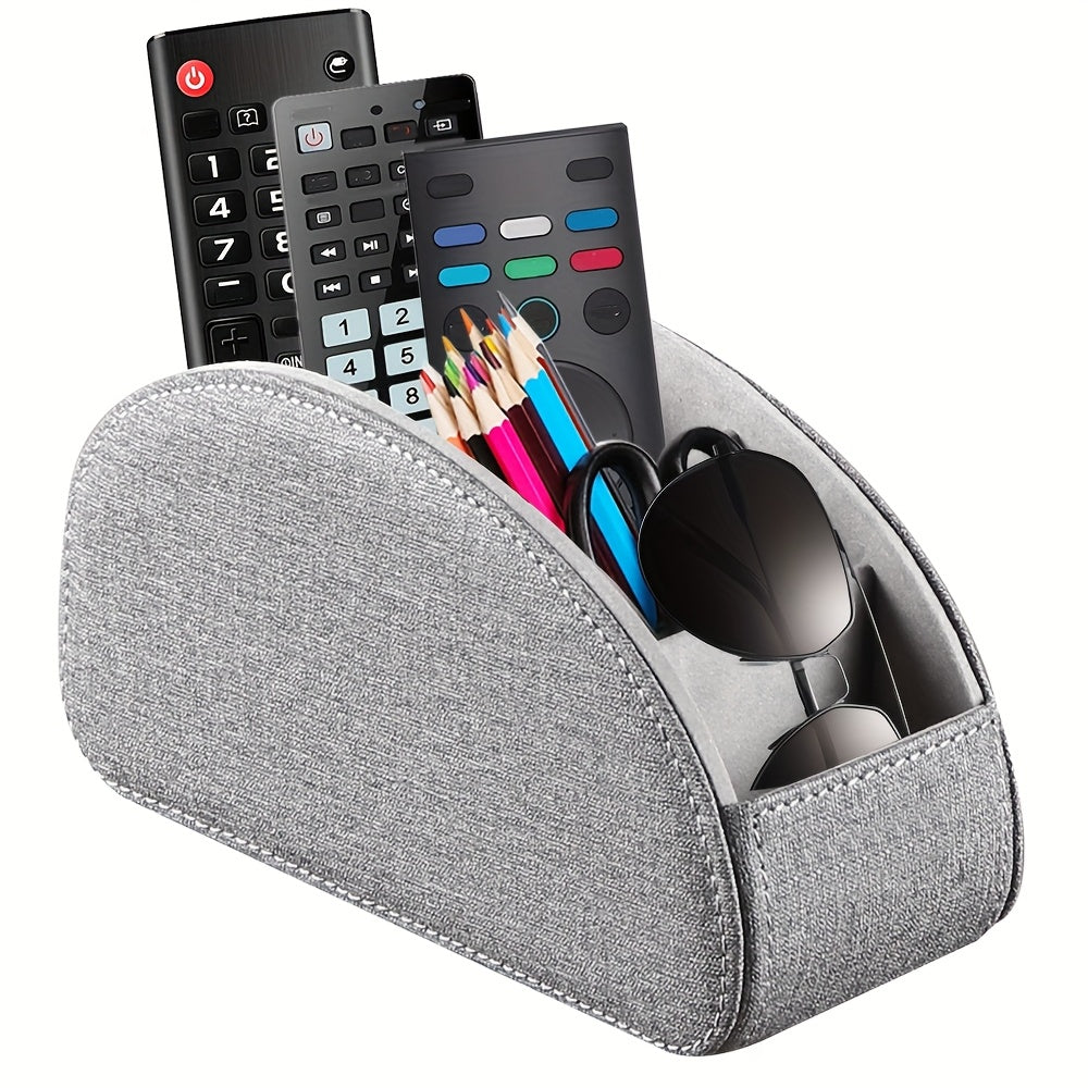 Organizador de control remoto con caja de almacenamiento de 5 compartimentos de cuero PU para hogar, cocina, baño y dormitorio