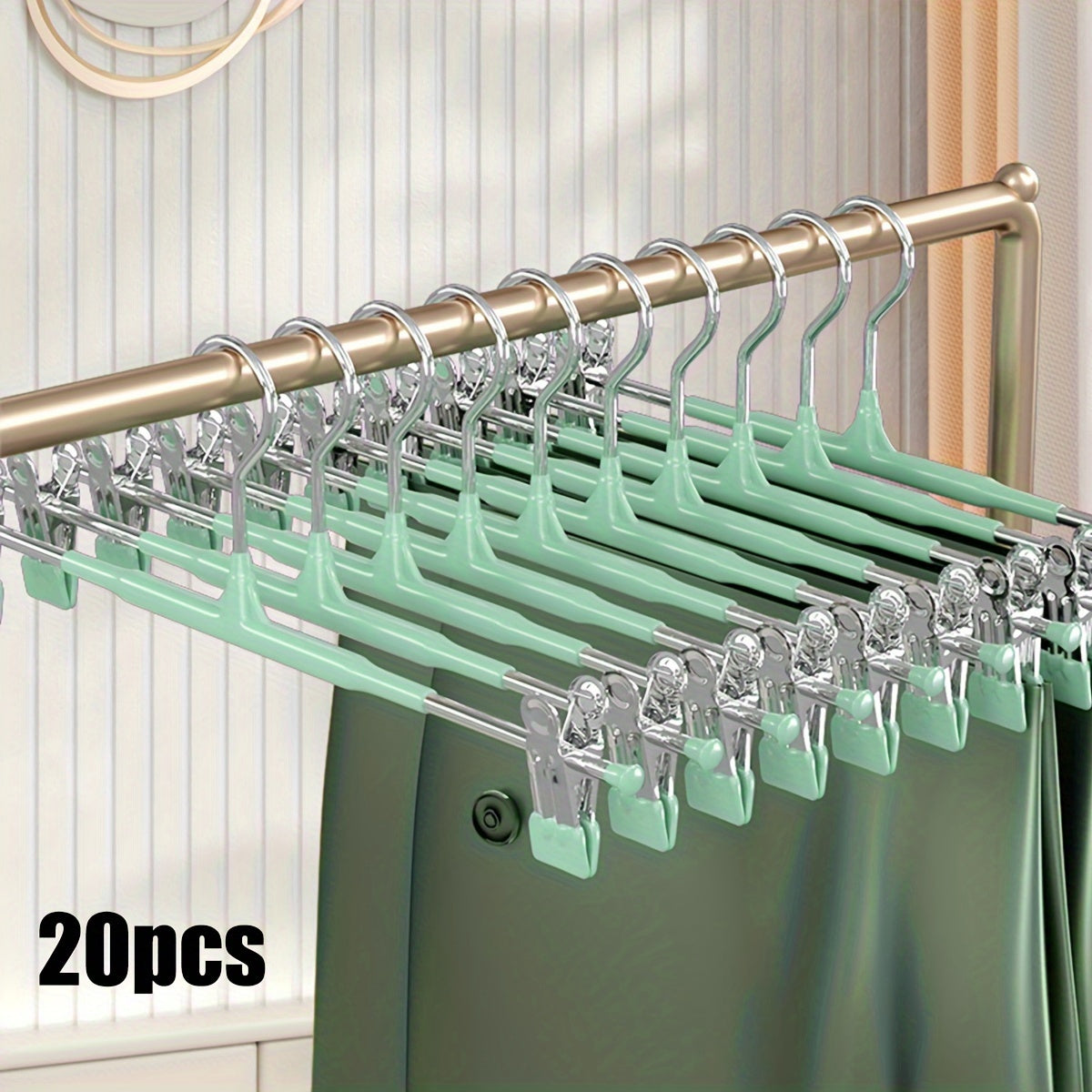Adjustable Clothes Hanger with Stainless Steel Skirt Clip Drying Rack Pack of 10 or 20