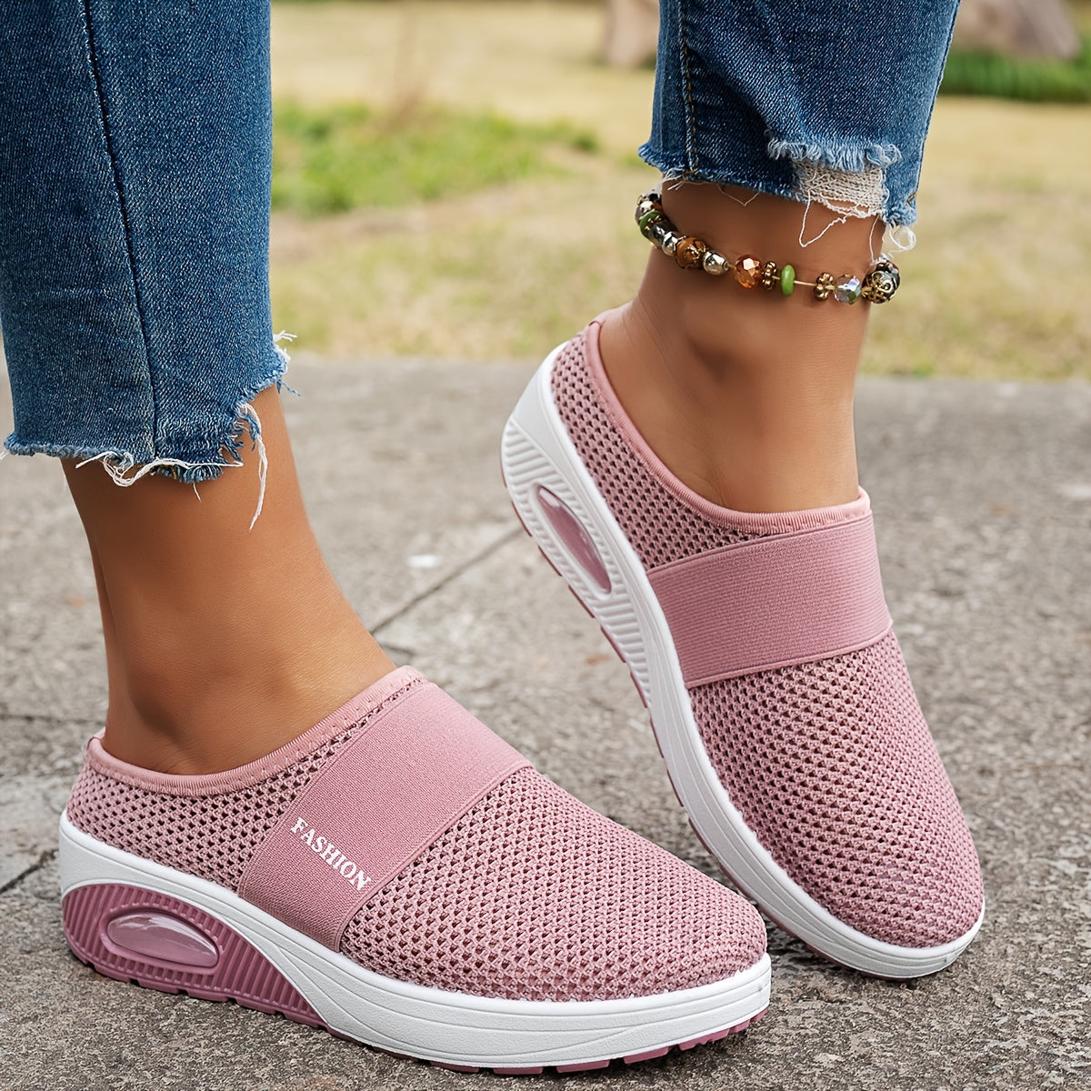 Women Lightweight Slip-On Wedge Sandals Breathable Mesh Casual Summer Shoes