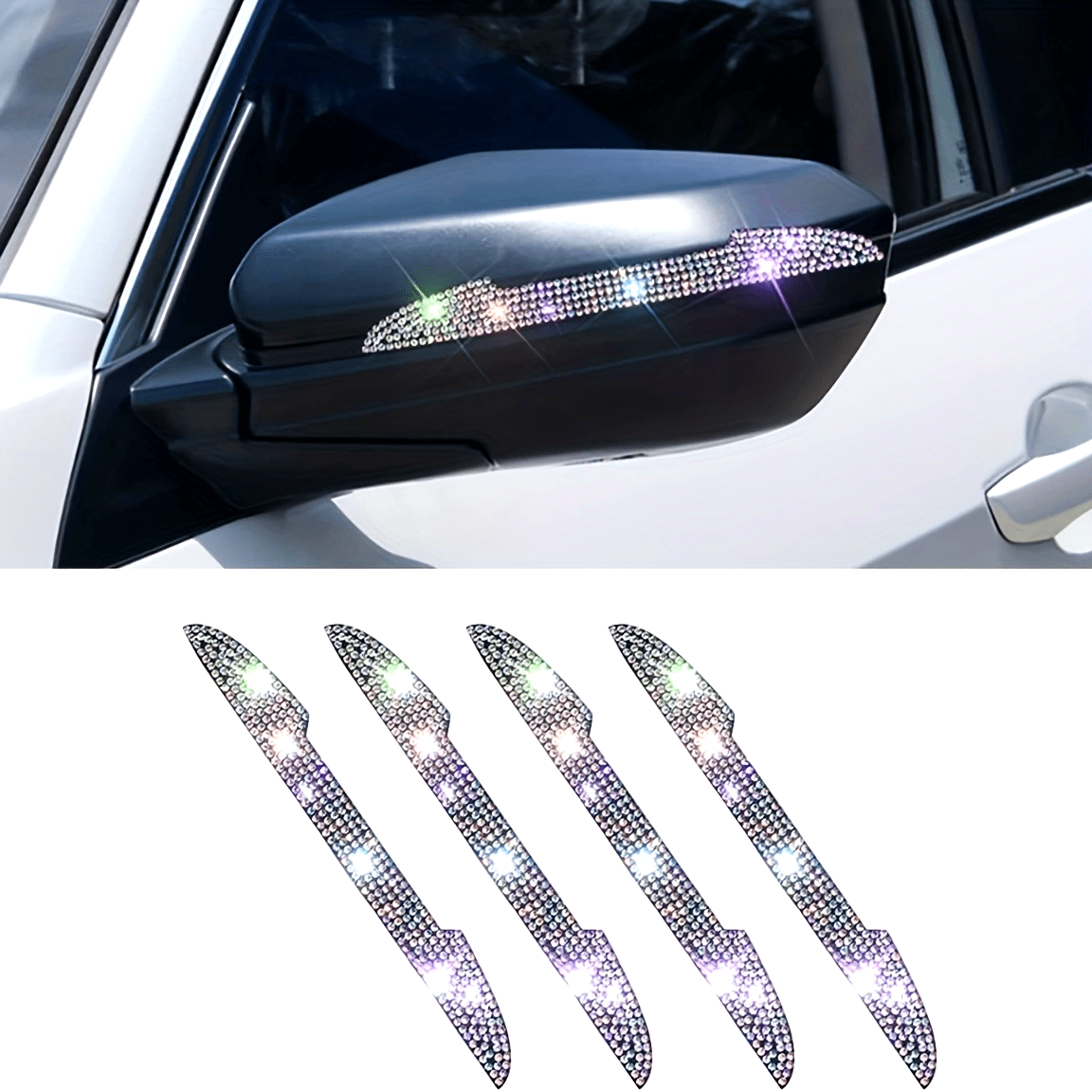 Set of 4 Rhinestone Car Door Handle Scratch Protectors for All Vehicles