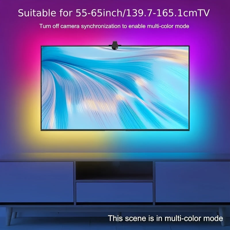 Smart LED TV Backlight Strips with AR Color Sensor for 55-85 Inch Screens App-Controlled Music Sync Adjustable Lighting
