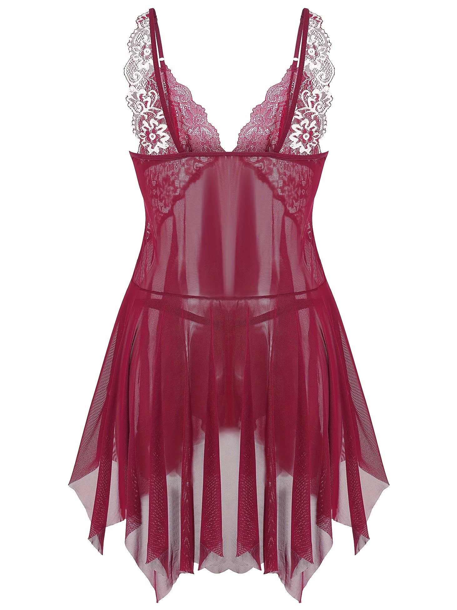 Women's Floral Embroidered Lingerie Dress Plus Size Mesh Slip with Thong