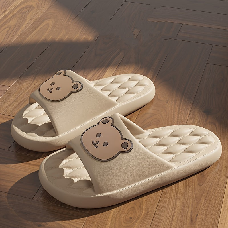 Мультяшный дизайн медведя EVA тапочки для пар, нескользящие, легкие, для дома и улицы, лето, повседневные, бежевые и коричневые