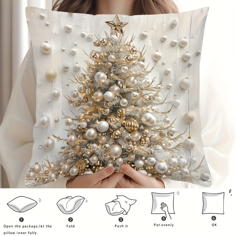 Contemporary Christmas Tree Double-Sided Print Throw Pillow Cover 45cm