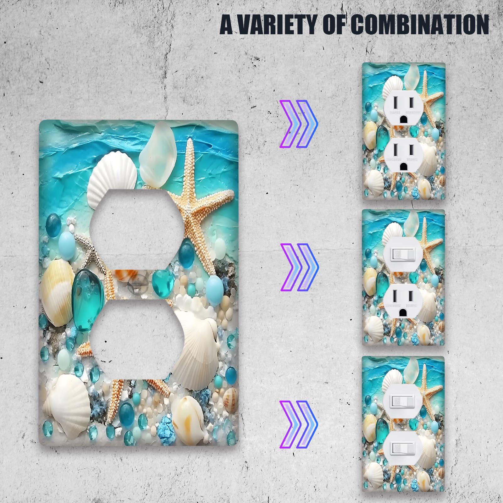 Starfish Wall Plate Unbreakable Polycarbonate Heat Fade Resistant No Electricity 1 or 2 Gang