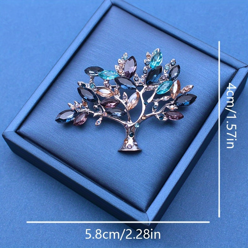 Women’s Tree of Life Brooch Rhinestones Elegant Jewelry for Lovers of Luxury Fashion