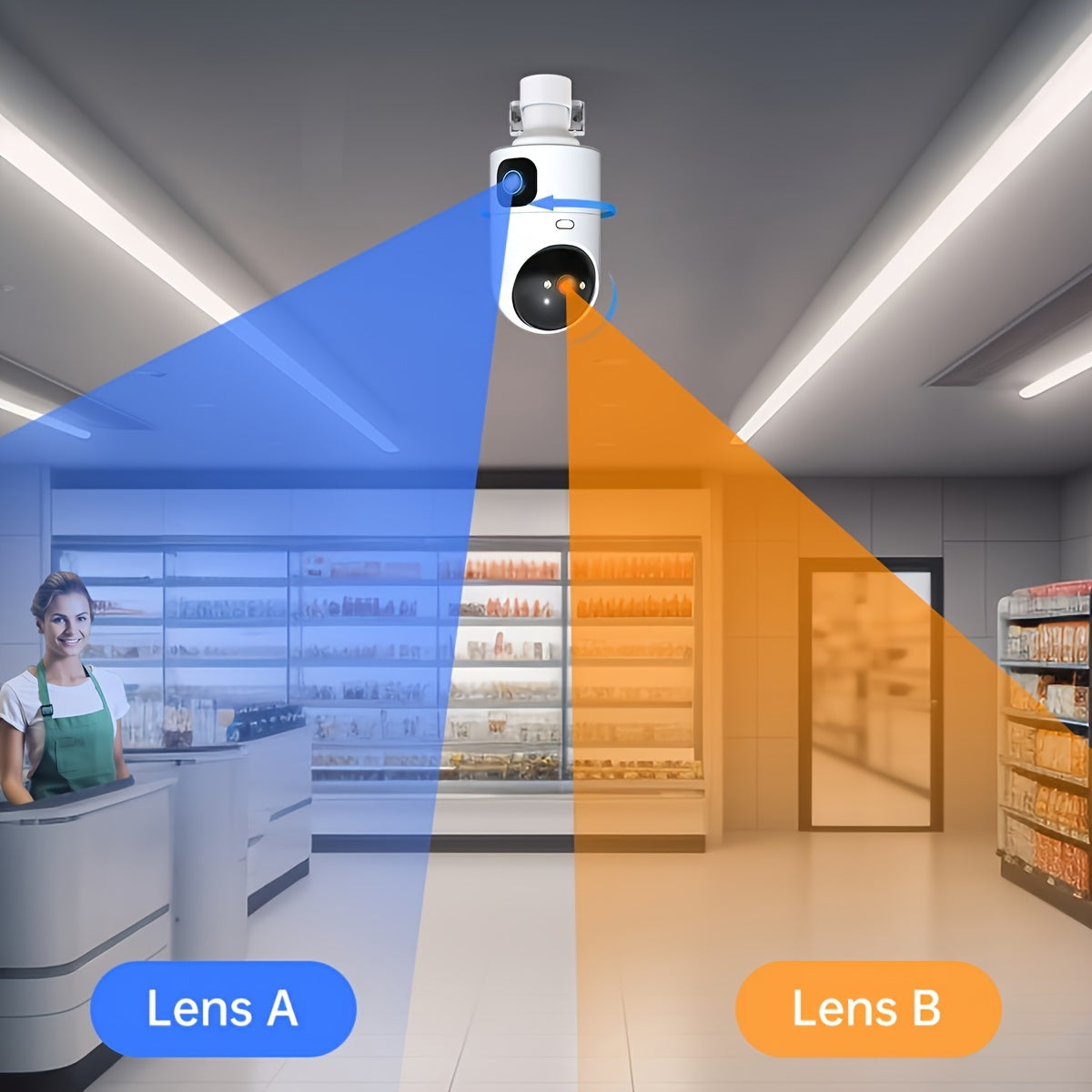 2K HD Dual-Screen WiFi Security Camera with Night Vision and Audio Monitoring