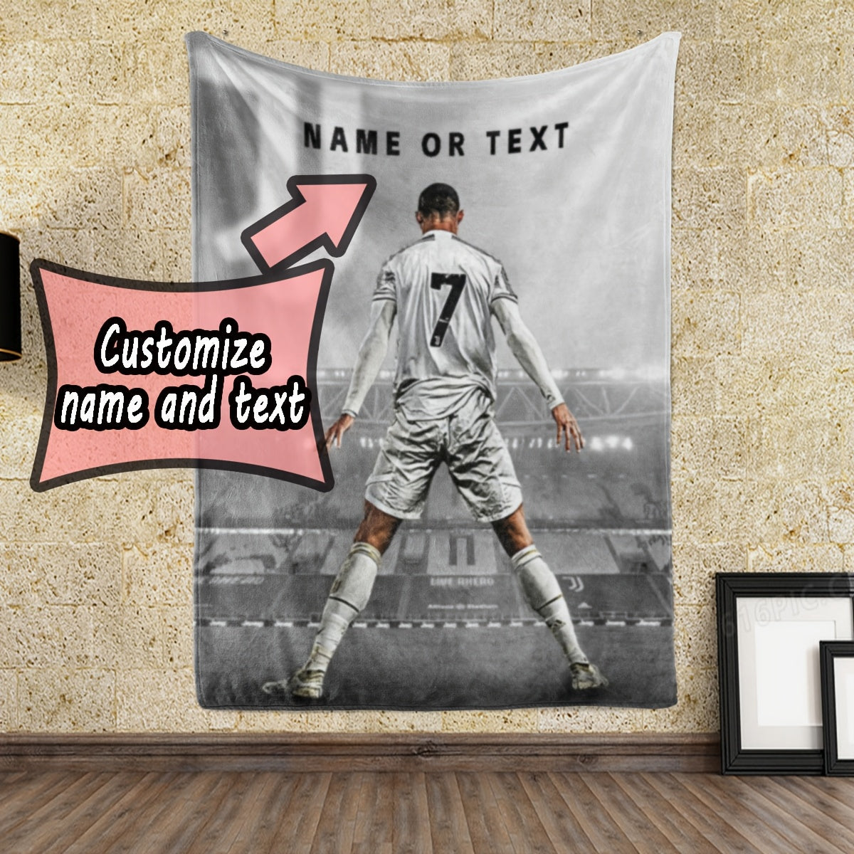 Personalized Football Player Print Flannel Blanket for Bed Sofa Camping Travel