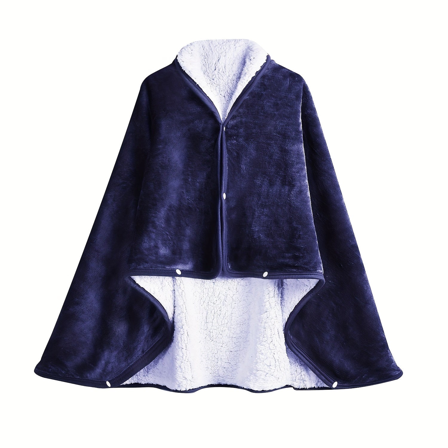 Double-Layer Fleece Sherpa Throw Blanket Cozy Wearable Shawl 156cm Navy Grey Pink