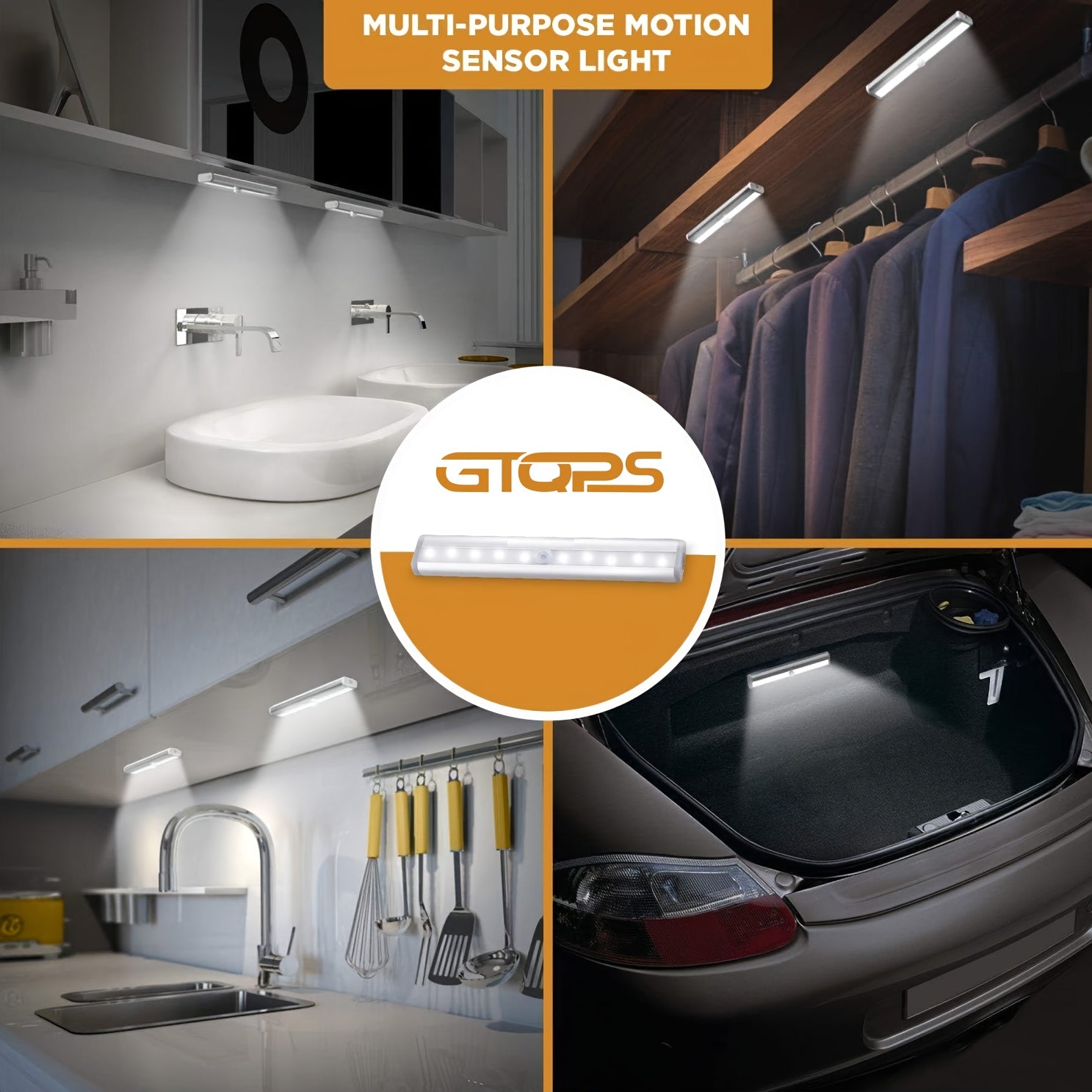 Wireless Battery-Operated LED Light Strips for Under Cabinet Use with Motion and Daylight Sensors